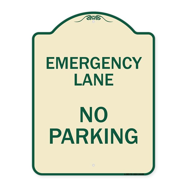 Emergency Lane No Parking Heavy-Gauge Aluminum Architectural Sign, 24" x 18", TG-1824-24109